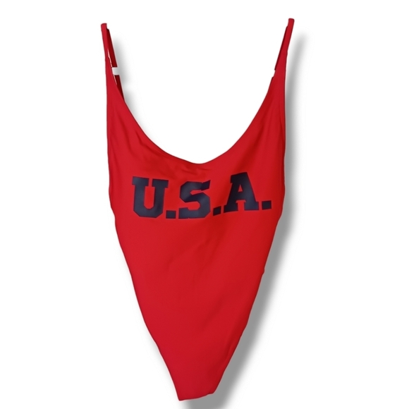 Size Large USA Womens One Piece Swimsuit  Red Beach Fourth of July America - Picture 1 of 6